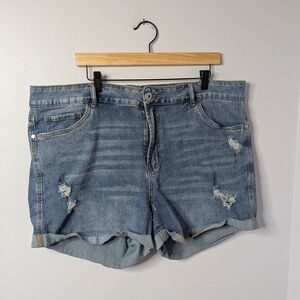 Bloomchic Distressed Denim Shorts, Size‎ 22